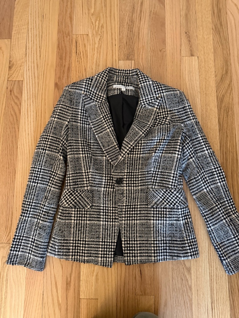 Veronica Beard Black and White Glen Plaid Blazer